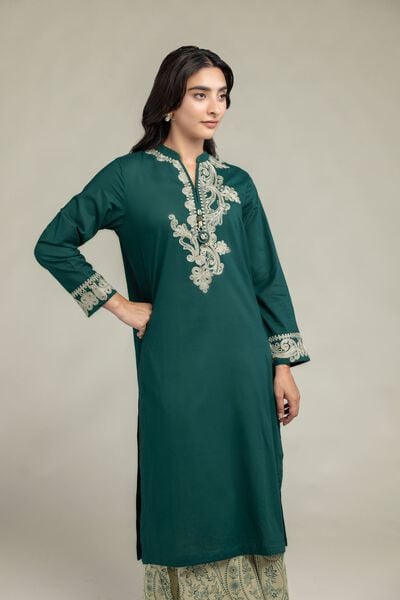 Embroidered | Cambric | Green Cambric Kurta | USD 45.00