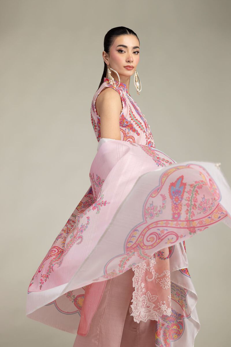 Embroidered | Polyester Silk | Pink Floral Dupatta | USD 30.00