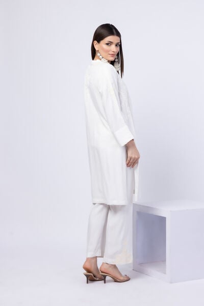 Embroidered | Crosshatch Raw Silk | Pants | USD 23.00