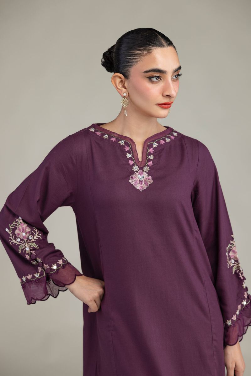 Embroidered | Raw Silk | Floral Threadwork Kurta | USD 55.00