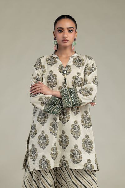 Printed | Cambric | Floral V-Neck Kurta | USD 35.00