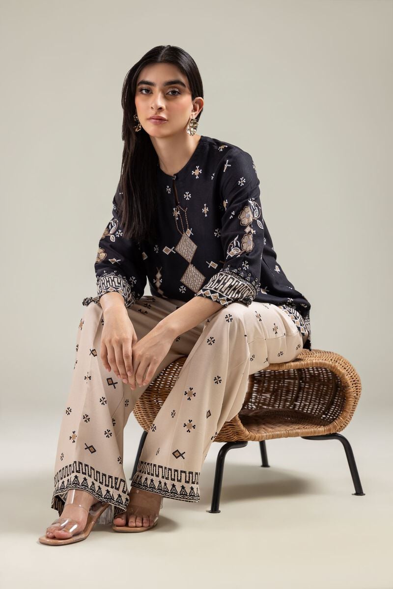 Embroidered | Viscose Crepe | Black Viscose Tunic | USD 40.00