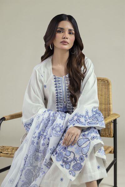 Embroidered | Cotton Dobby | Cotton Tailored 3-piece | USD 80.00
