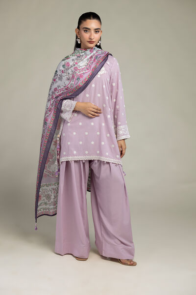 Embroidered | Raw Silk | Solid Lavender Shalwar | USD 35.00