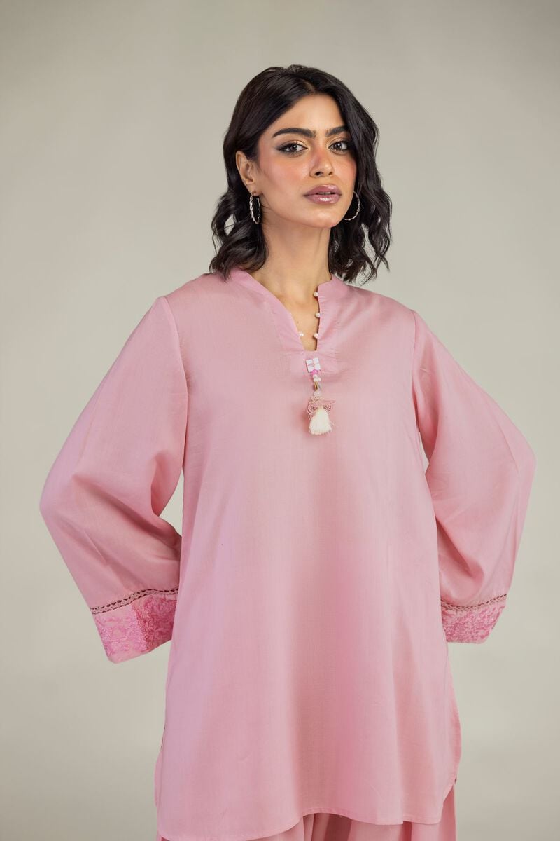 Embroidered | Lyocell | Short V-Neck Kurta | USD 40.00