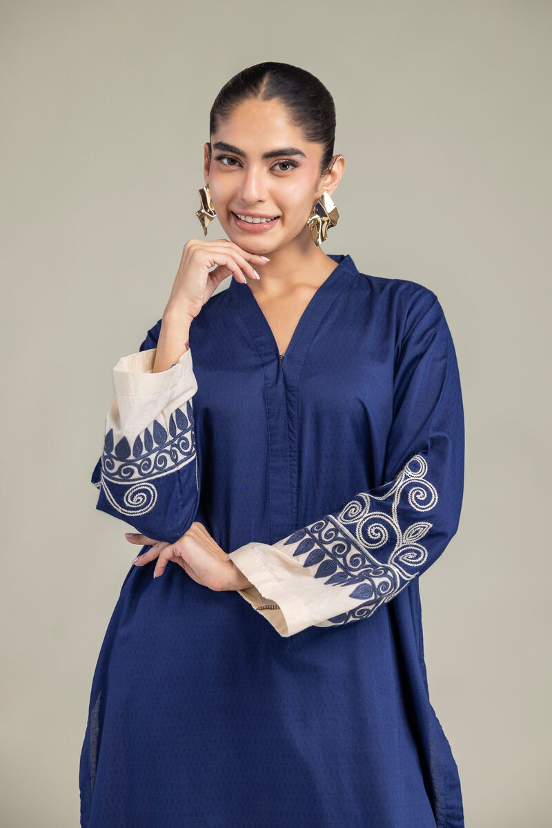 Embroidered | Cotton Dobby | Cotton Navy Kurta | USD 45.00