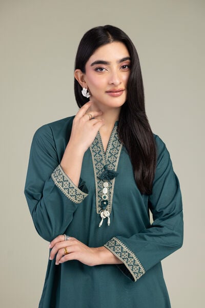 Embroidered | Cambric | V-Neck Cambric Kurta | USD 35.00