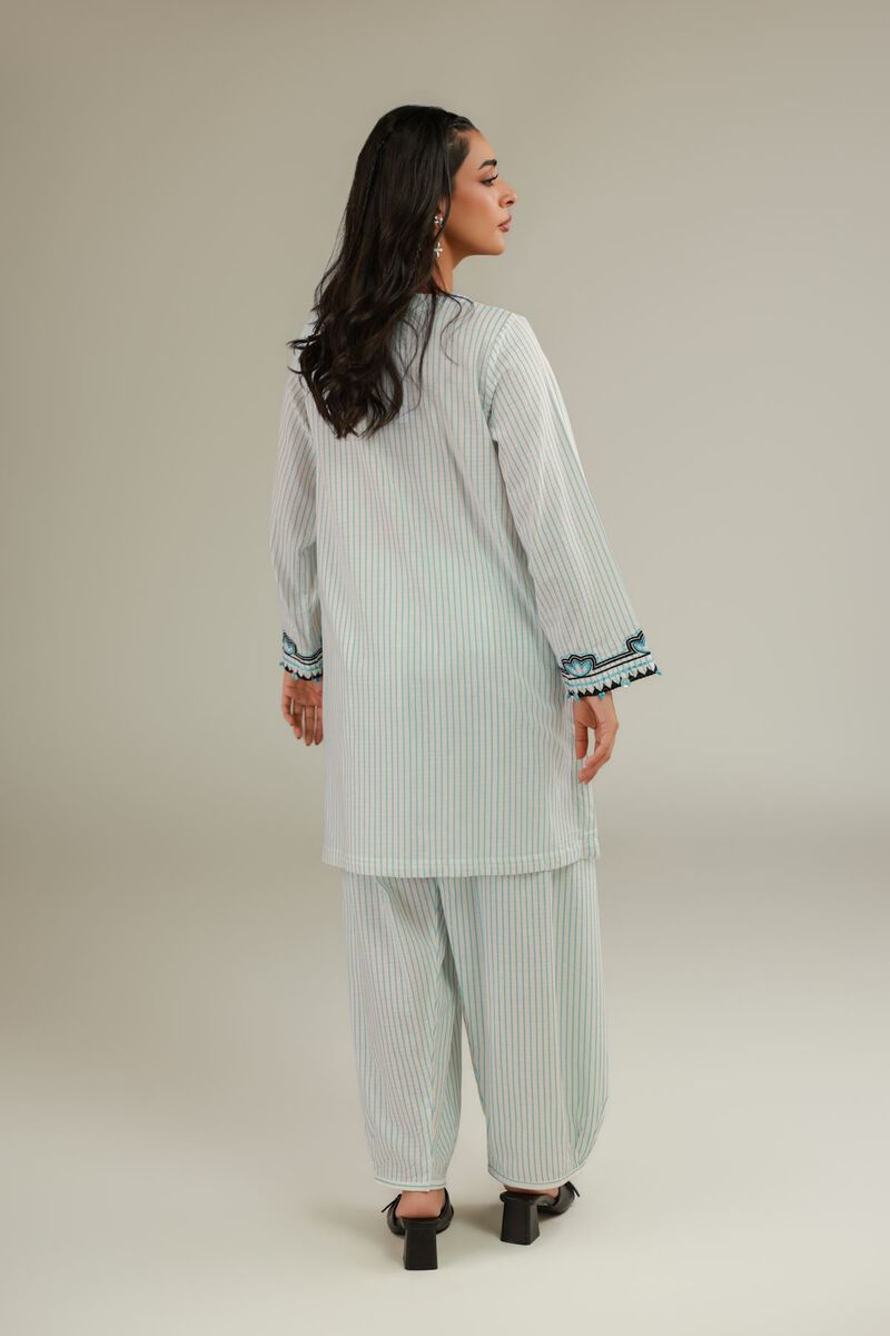 Embroidered | Cotton Dobby | Floral V-Neck Kurta | USD 35.00