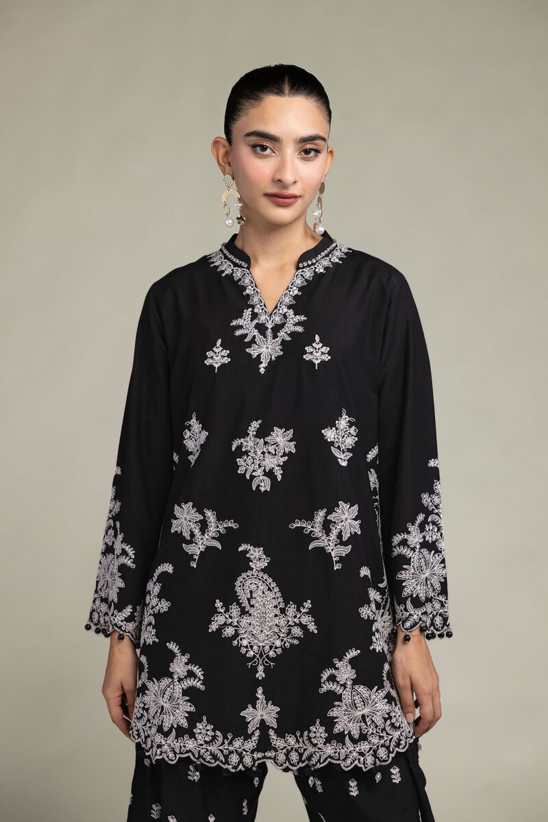 Raw Silk | Black Silk Kurta | USD 70.00