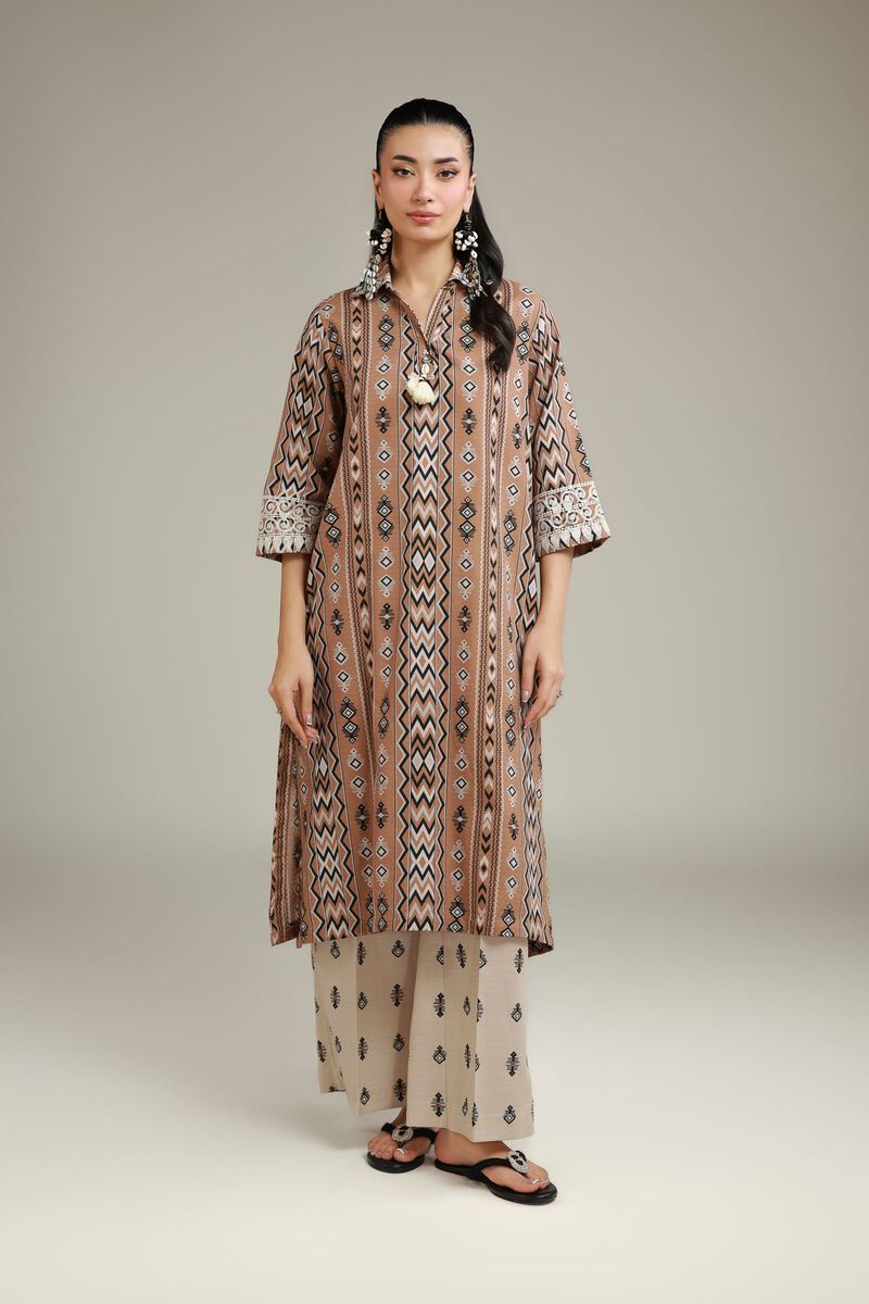 Embroidered | Cotton Dobby | Brown Cotton Kurta | USD 30.00