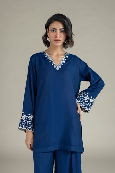 Embroidered | Heavy Blended Viscose | Floral Scalloped Kurta | USD 35.00
