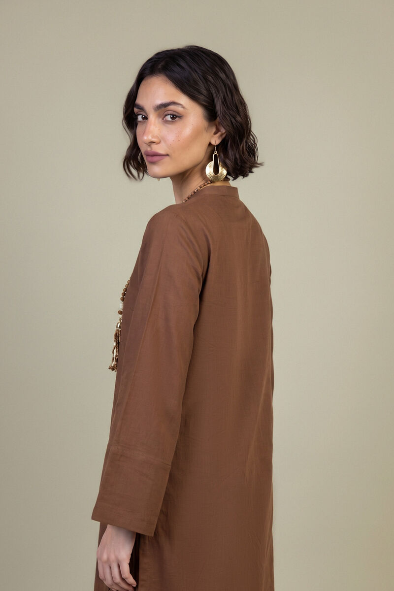 Dyed | Poplin | Brown Solid Kurta | null