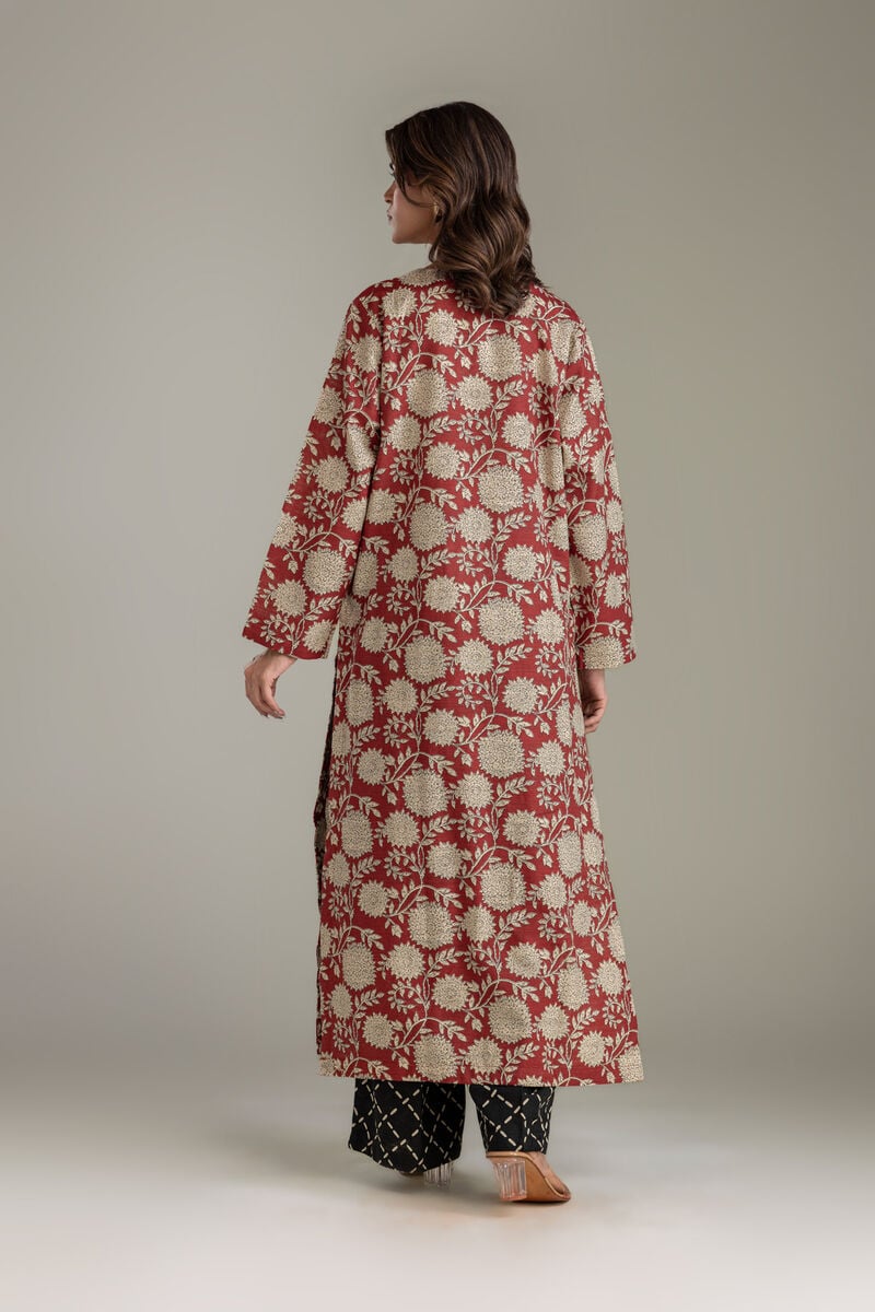 Printed | Light Khaddar | Floral V-neck Kurta | USD 35.00
