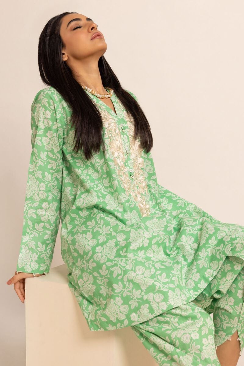 Kurta | Embroidered, L-GREEN, hi-res image number null