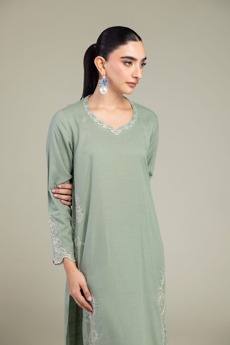 Embroidered | Raw Silk | Paisley Thread Kurta | USD 55.00