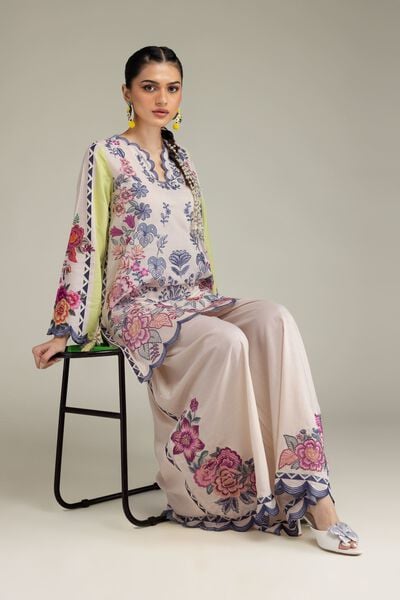 Embroidered | Raw Silk | Short Floral Kurta | USD 65.00