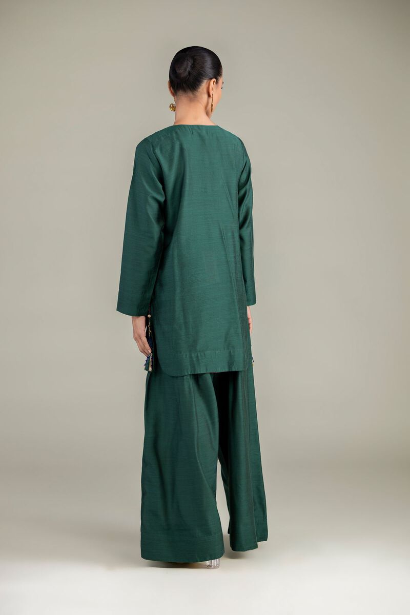 Dyed | Textured Raw Silk | Solid Green Kurta | USD 40.00
