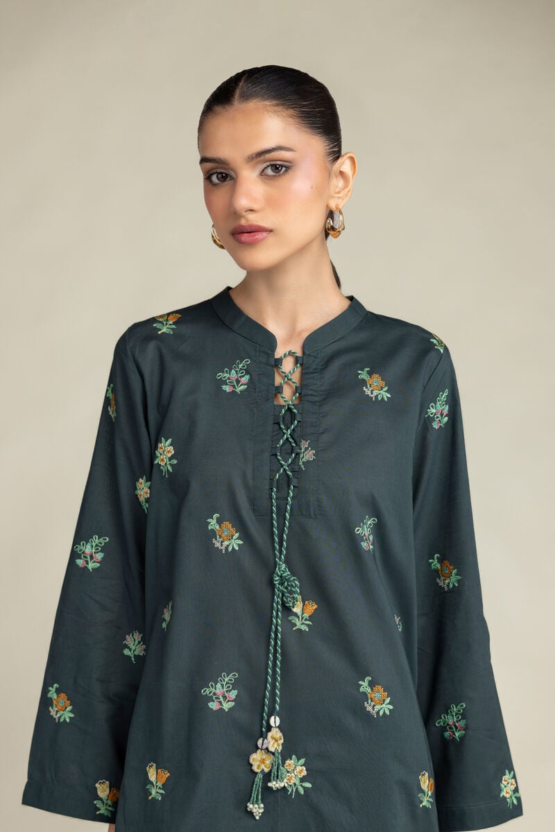 Embroidered | Cambric | Green Cambric Kurta | USD 45.00