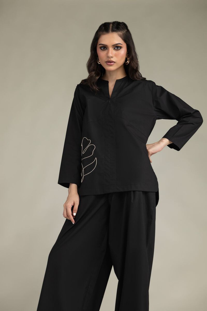Embroidered | Poplin | Black Poplin Shirt | USD 35.00