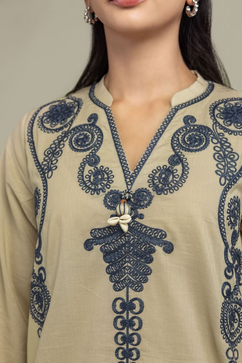 Embroidered | Cambric | Cambric V-Neck Kurta | USD 45.00