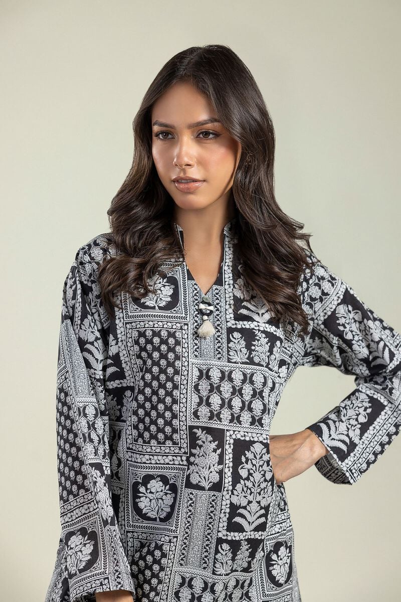 Printed | Cambric | Black Floral Kurta | USD 35.00