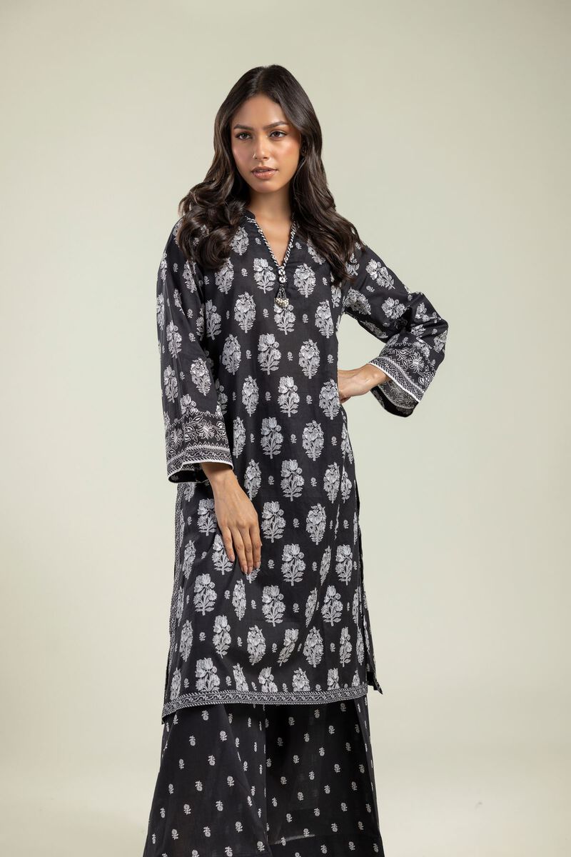 Printed | Cambric | Black Longline Kurta | USD 30.00