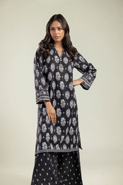 Printed | Cambric | Black Longline Kurta | USD 30.00