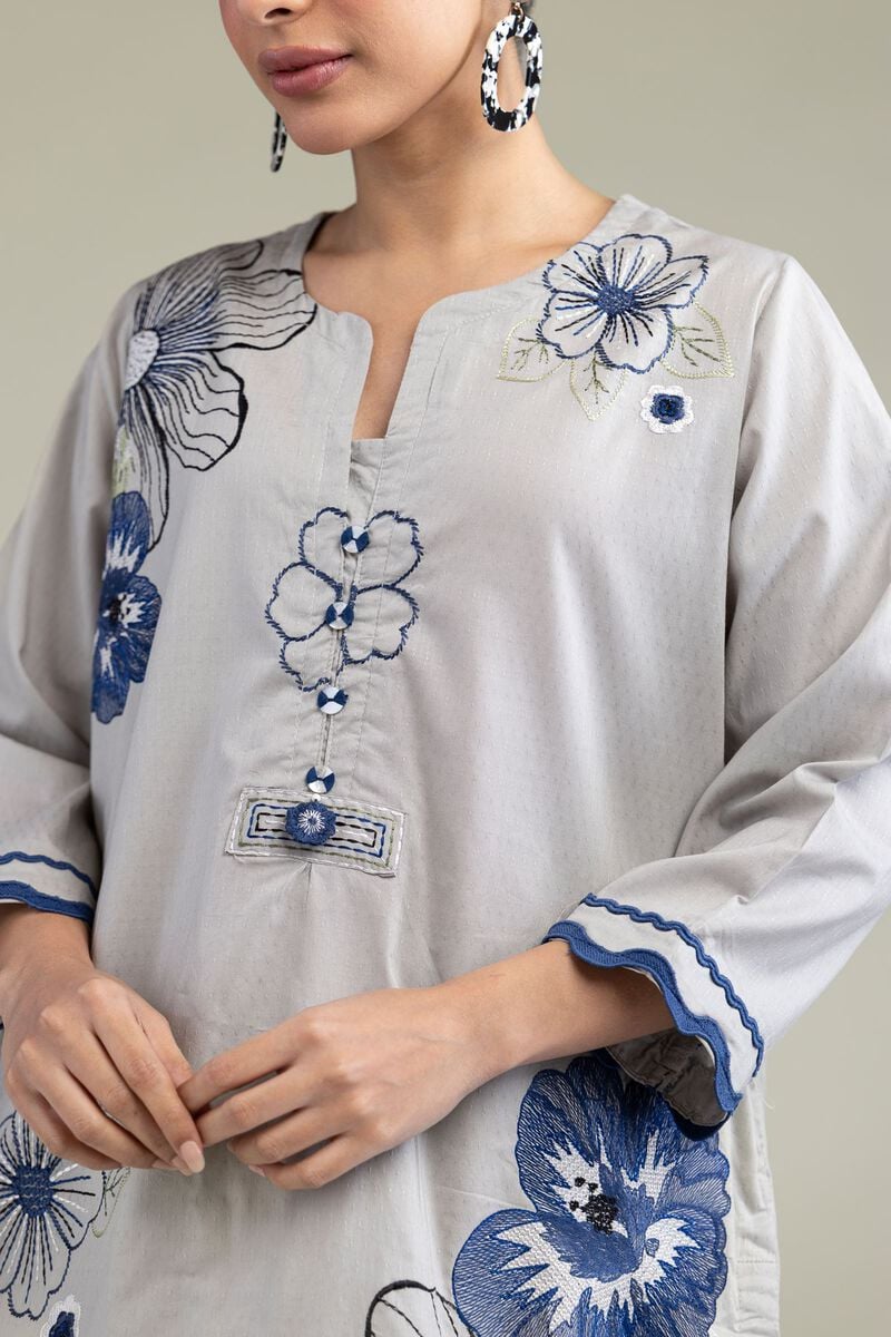 Embroidered | Cotton Dobby | Floral Cotton Kurta | USD 35.00