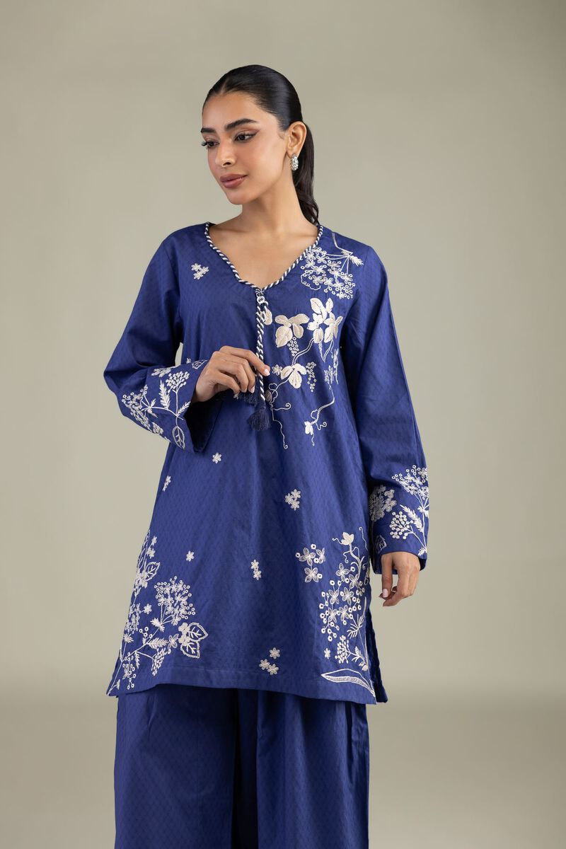 Embroidered | Cotton Dobby | Cotton Navy Kurta | USD 45.00