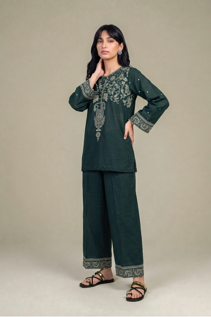Printed | Light Khaddar | Dark Green Pants | USD 35.00