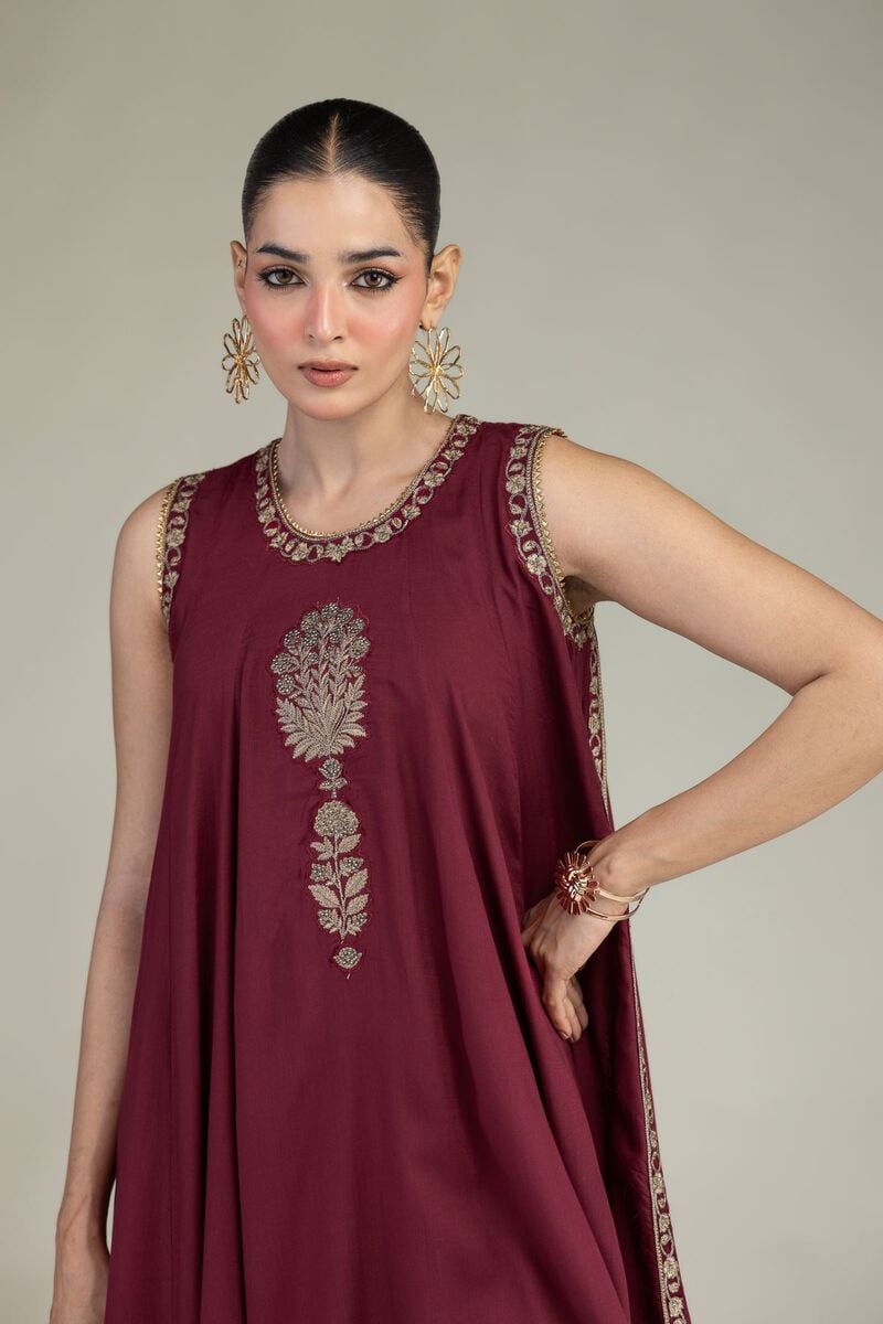 Embroidered | Raw Silk | Maroon Silk Kurta | USD 80.00