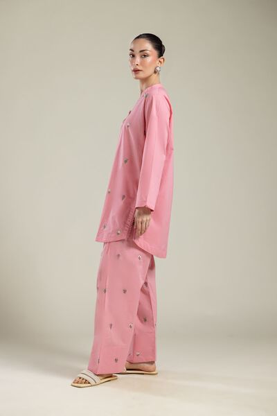 Embroidered | Cambric | Floral Pink Pants | USD 30.00