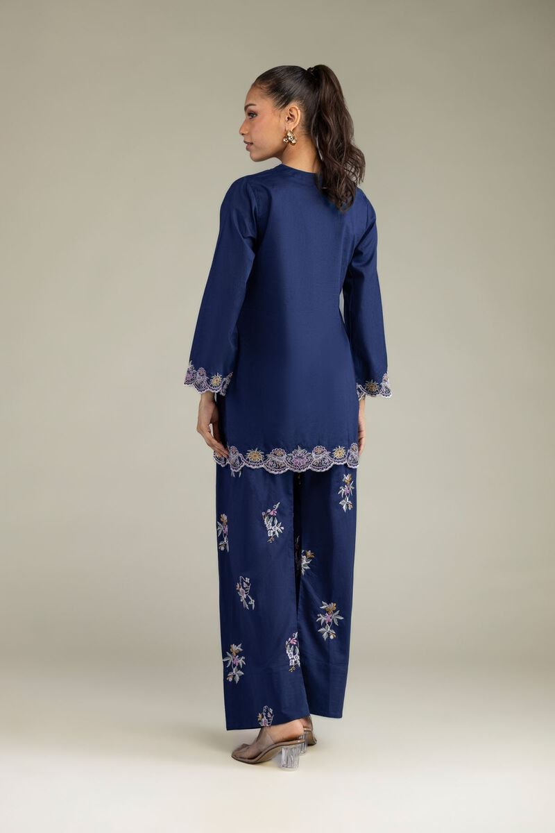 Embroidered | Cambric | Cambric Navy Kurta | USD 45.00