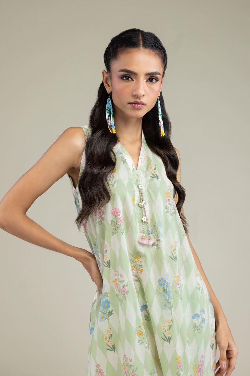 Printed | Cambric | Sleeveless Floral Kurta | USD 24.50