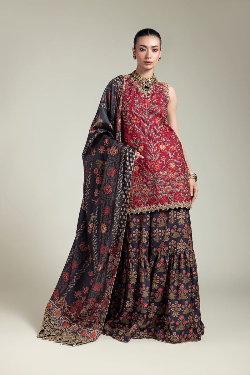 Embroidered | Raw Silk | Three-Piece Silk Set | USD 180.00