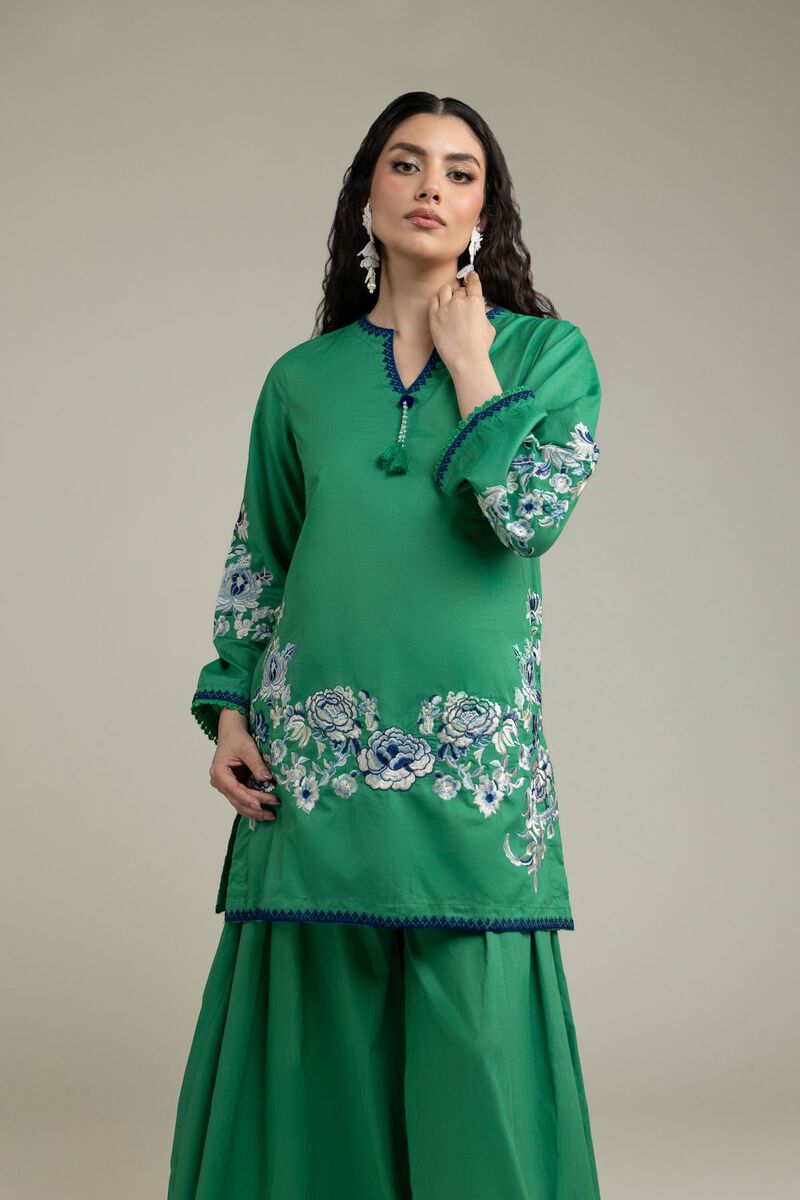 Embroidered | Cambric | Green Cambric Kurta | USD 40.00
