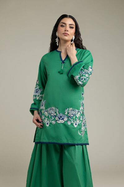 Embroidered | Cambric | Green Cambric Kurta | USD 40.00