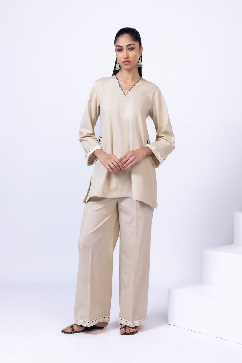 Embroidered | Crosshatch Poplin | Pants | null