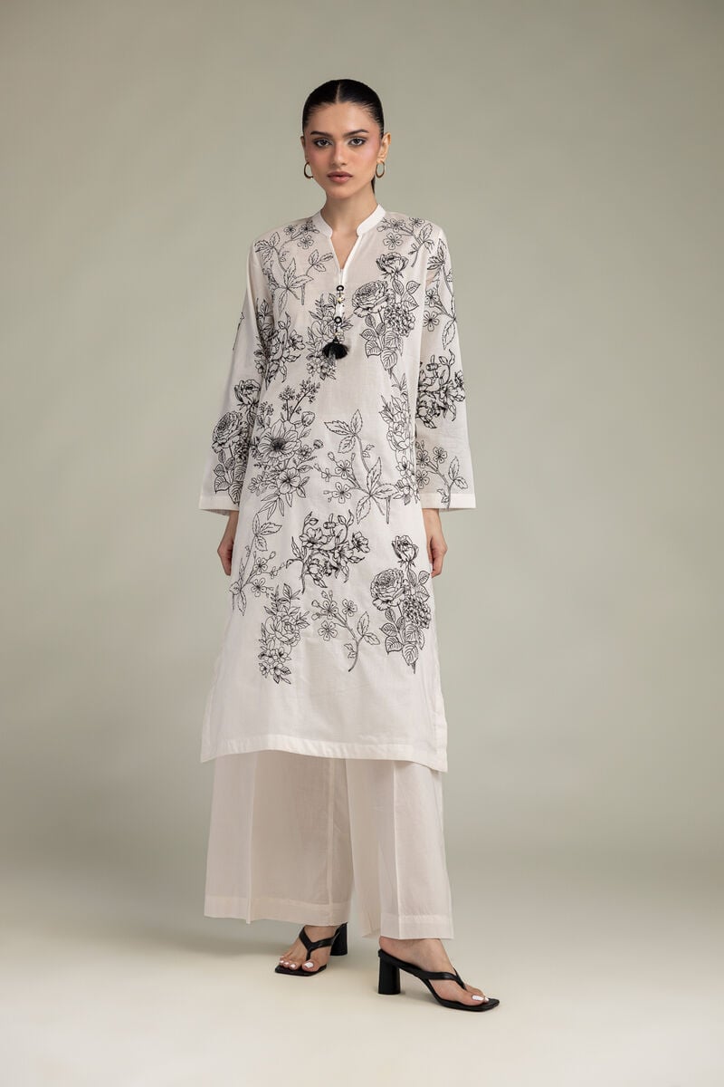 Embroidered | Cambric | Cambric Longline Kurta | USD 45.00