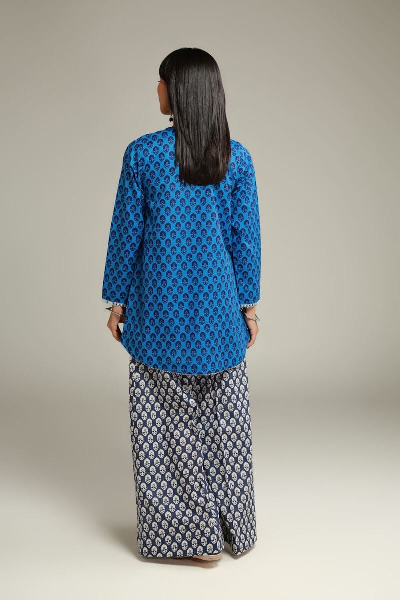 Embroidered | Cambric | Short Blue Kurta | USD 30.00