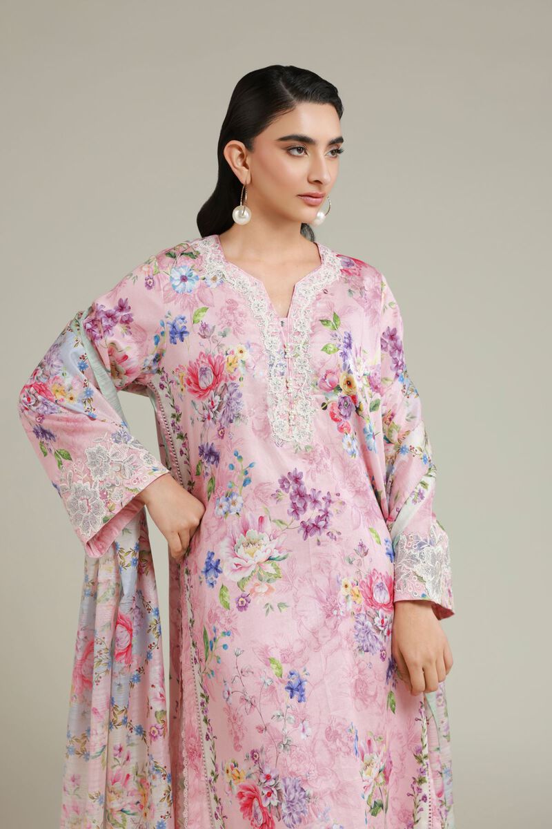 Printed | Satin | Tailored 3 Piece | USD 75.00