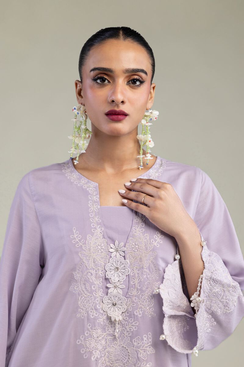 Embroidered | Raw Silk | Lavender Silk Kurta | USD 75.00
