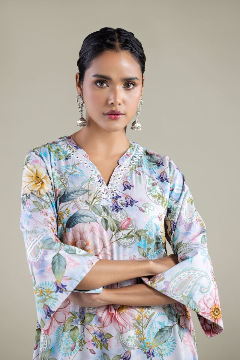 Embroidered | Viscose | Long Floral Kurta | USD 35.00