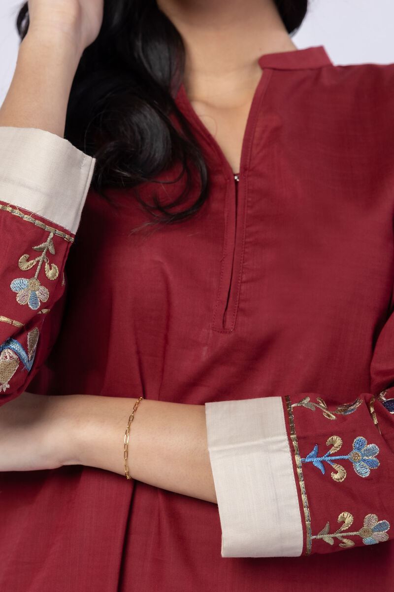 Embroidered | Crosshatch Poplin | Kurta | USD 15.00