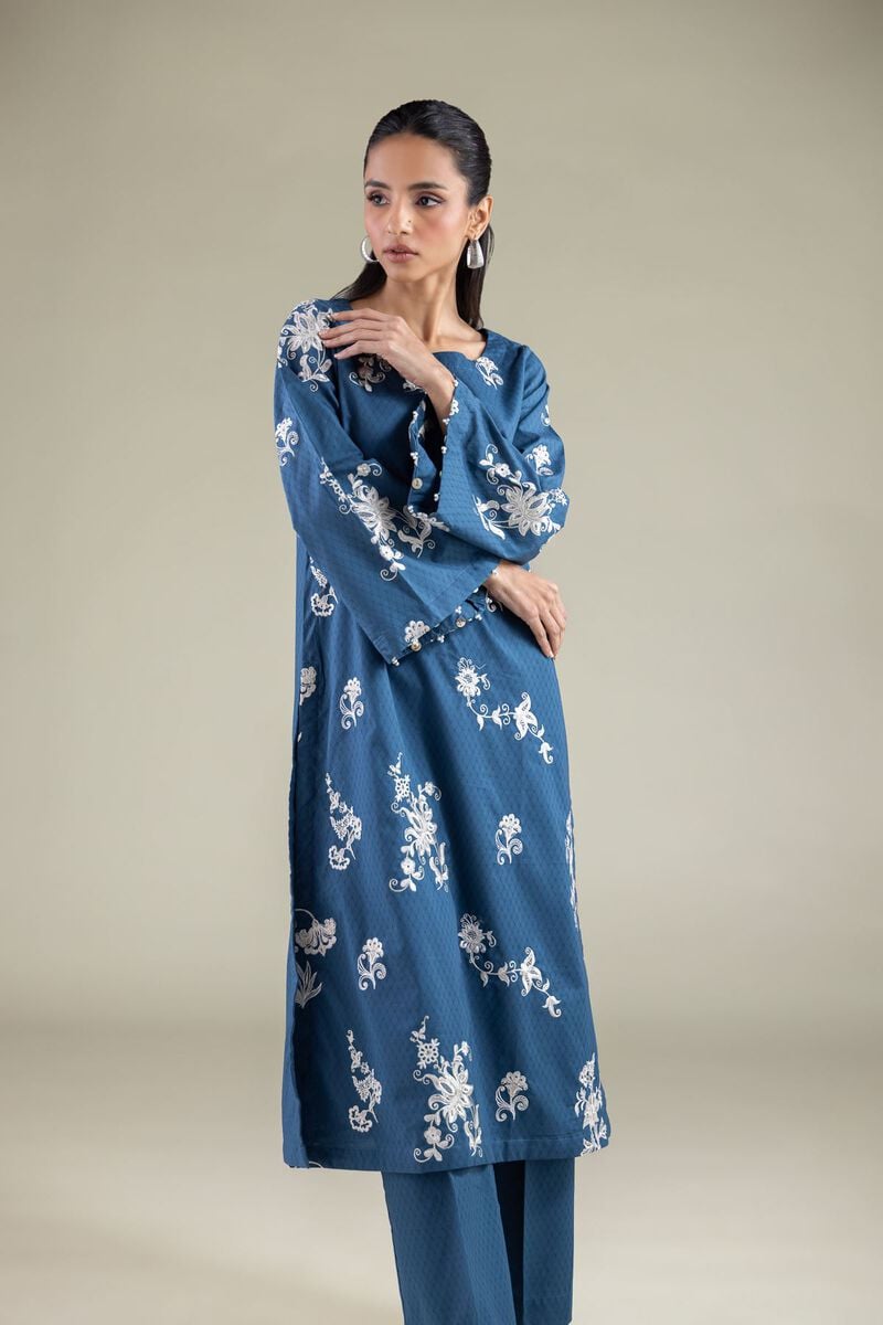 Embroidered | Cotton Dobby | Floral Embroidered Kurta | USD 40.00