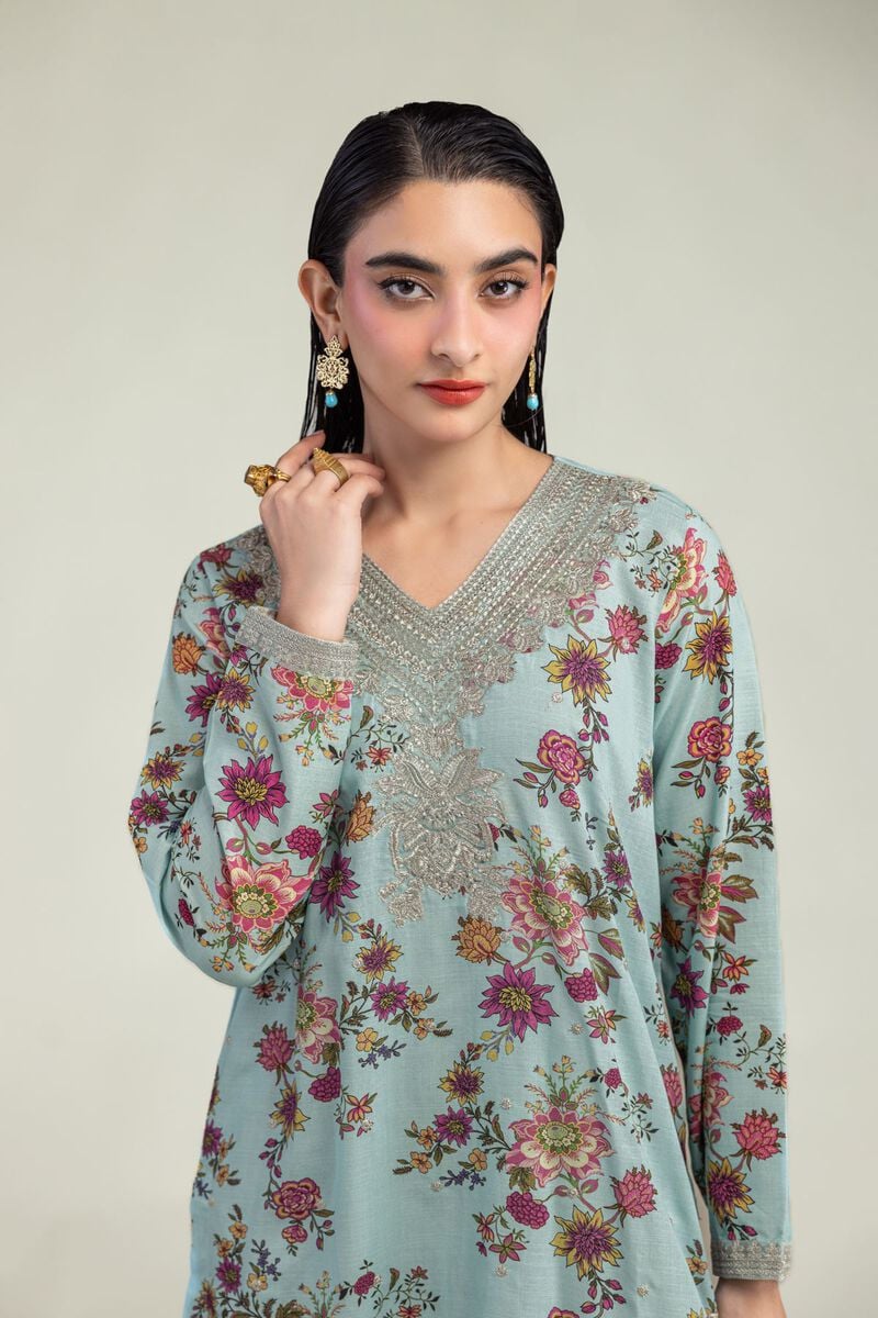 Embroidered | Raw Silk | Floral Silk Kurta | USD 40.00