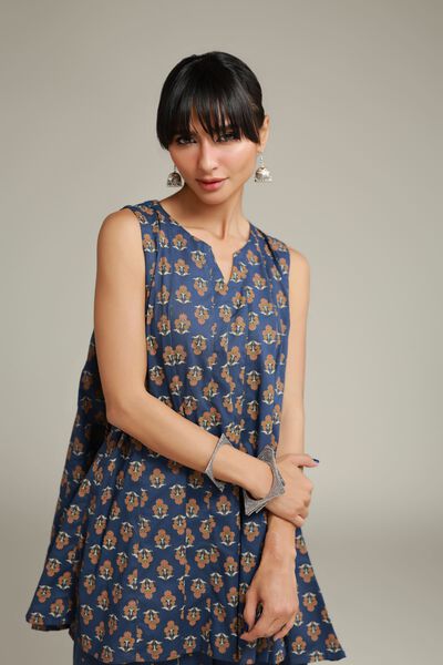 Printed | Cambric | Floral Sleeveless Kurta | USD 35.00