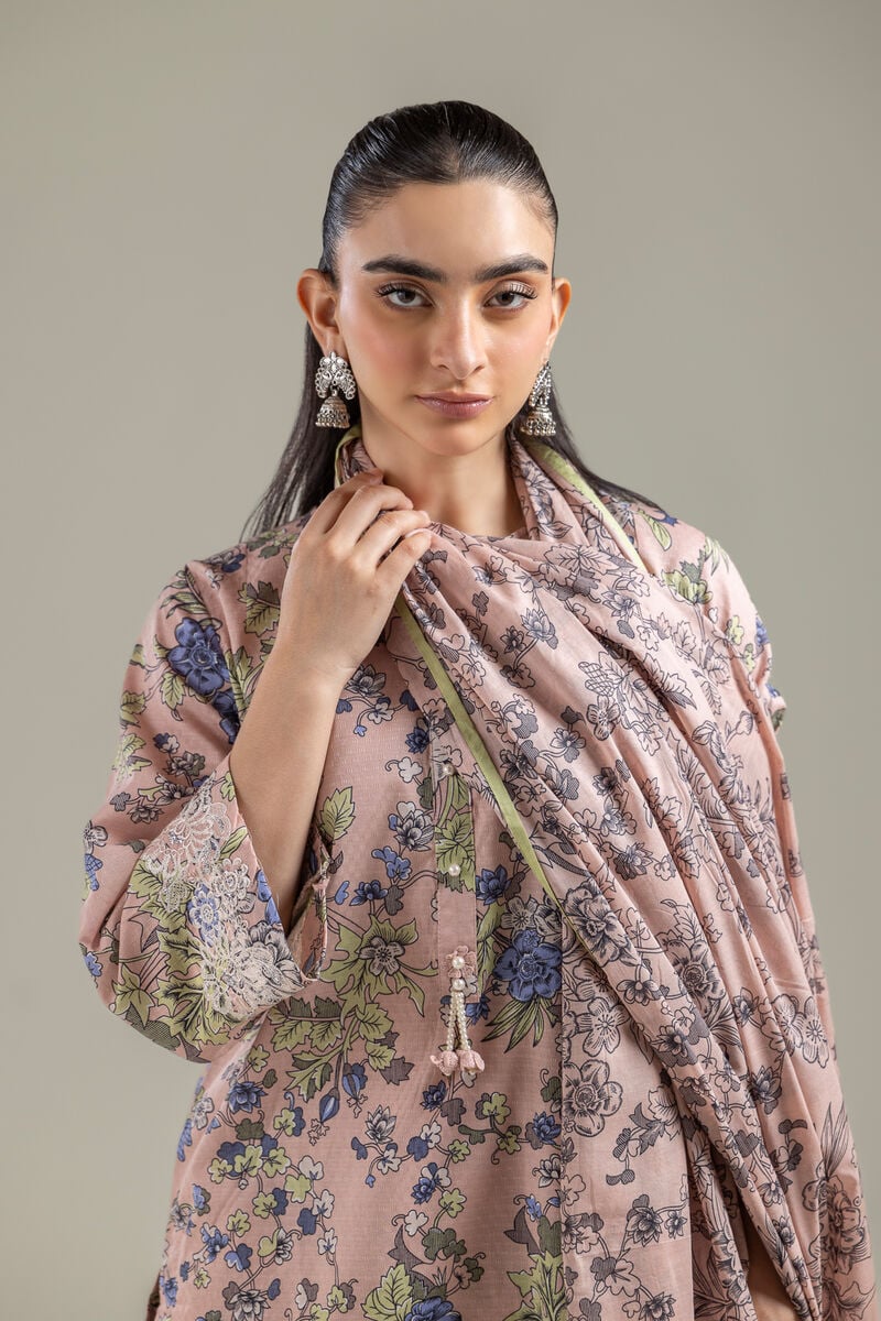 Embroidered | Lawn | Peach Lawn Dupatta | USD 25.00