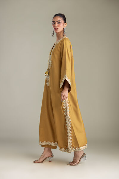 Embroidered | Heavy Blended Viscose | Solid Mustard Pants | USD 35.00