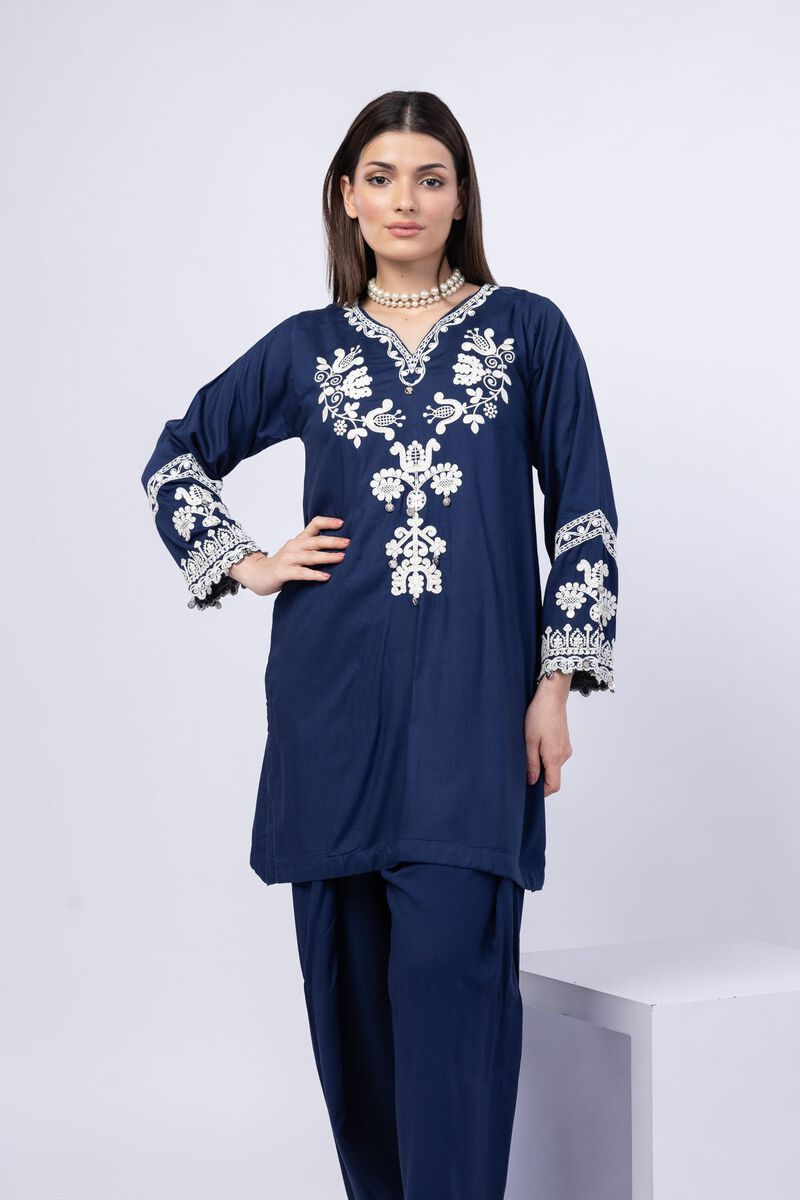 Embroidered | Crosshatch Raw Silk | Kurta | USD 22.50
